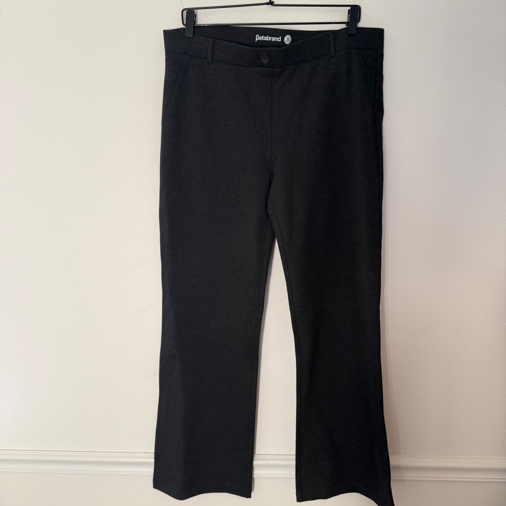 Betabrand Dress Pant Yoga Pants XL Petite Charcoal Gray Straight Leg W1553-CH